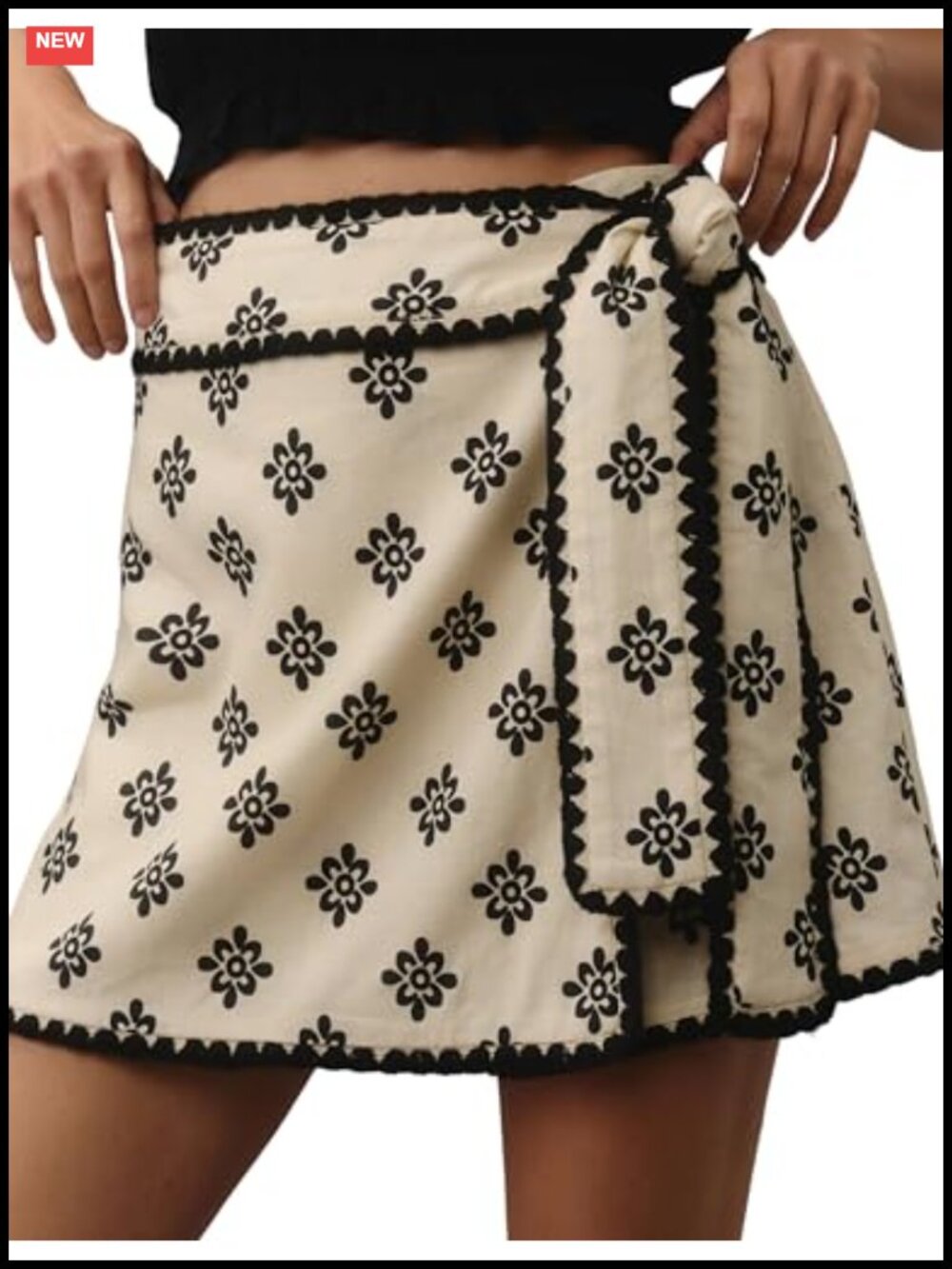 Women's Floral Wrap Skort Mini Knot Side Elastic Waist Casual Summer